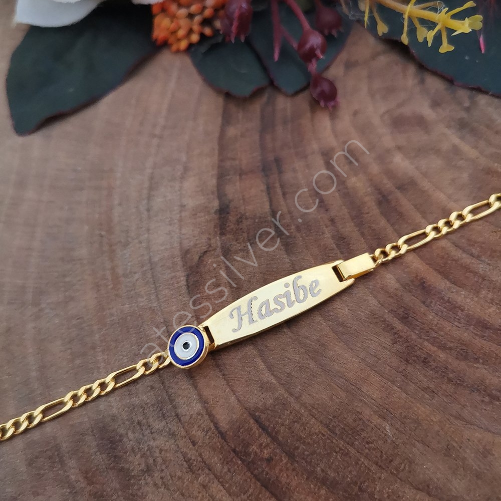 925 Ayar Gümüş Mineli Nazar Boncuklu İsimli Çocuk Ve Bebek