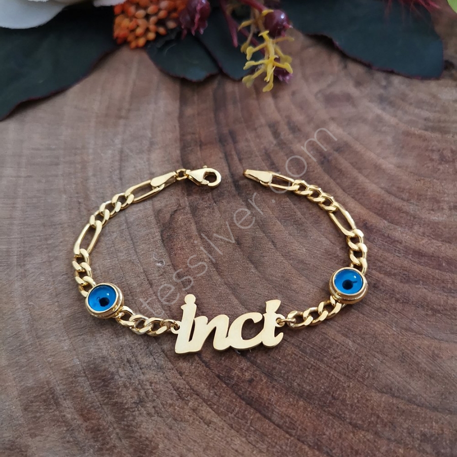 925 Ayar Gümüş Nazar Boncuklu İsimli Bebek Ve Çocuk